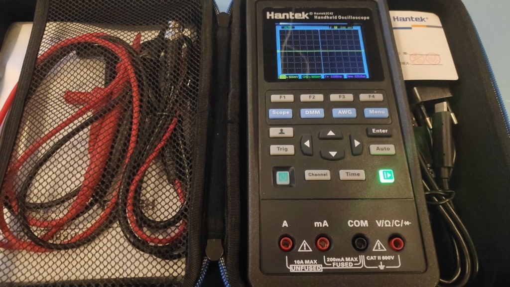 2in1 2C72 Hantek Handheld 70MHz Bandwidth oscilloscope Multimeter tester TypeC 