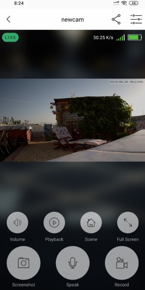 Phone screenshot of WIFI camera