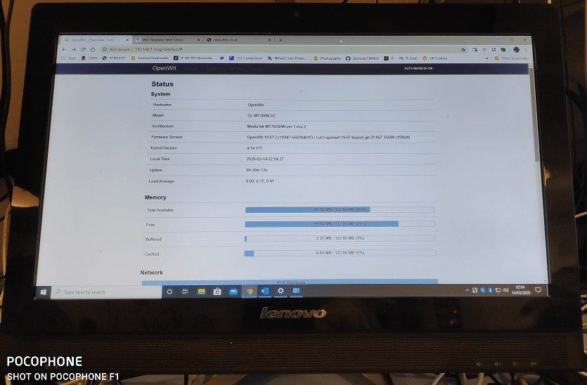 Openwrt displayed on Lenovo