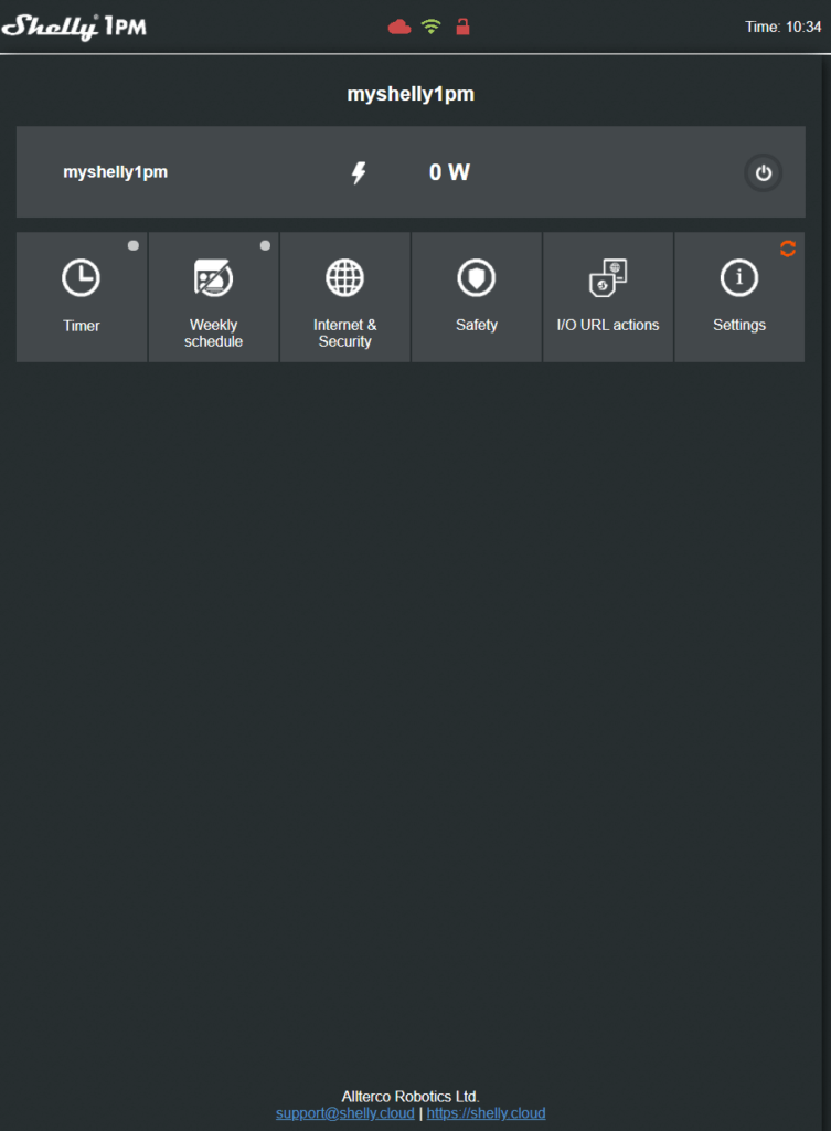 Shelly 1PM Web Interface