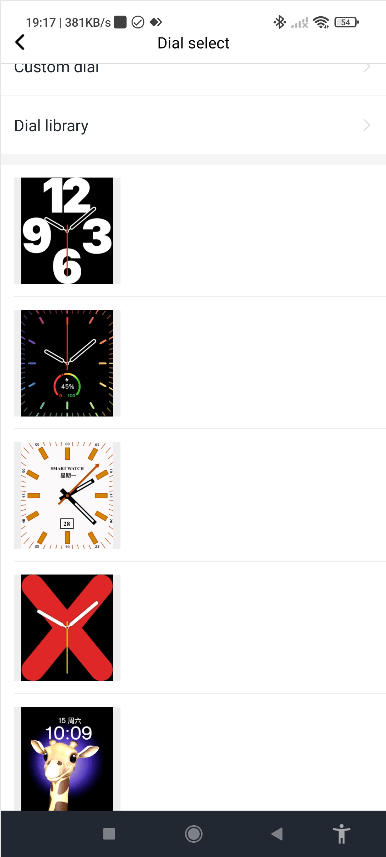 Watch face options
