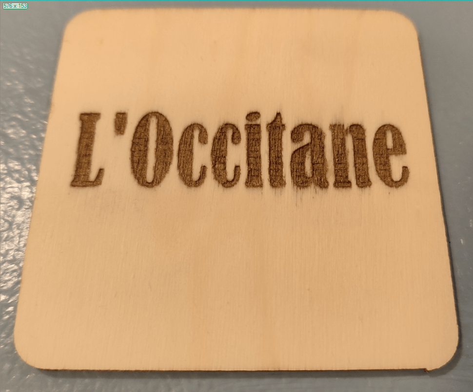 L'Occitane in gold using the Aufera Laser 1 - attempt 1.