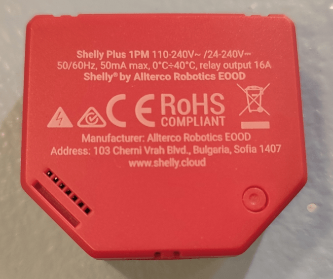 Shelly Plus 1PM with Power monitoring and 16A relay