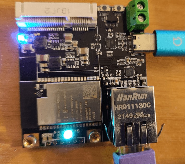 LilyGo TTGO ESP32 board with Ethernet, SIM socket, TTF socket and RGB LED