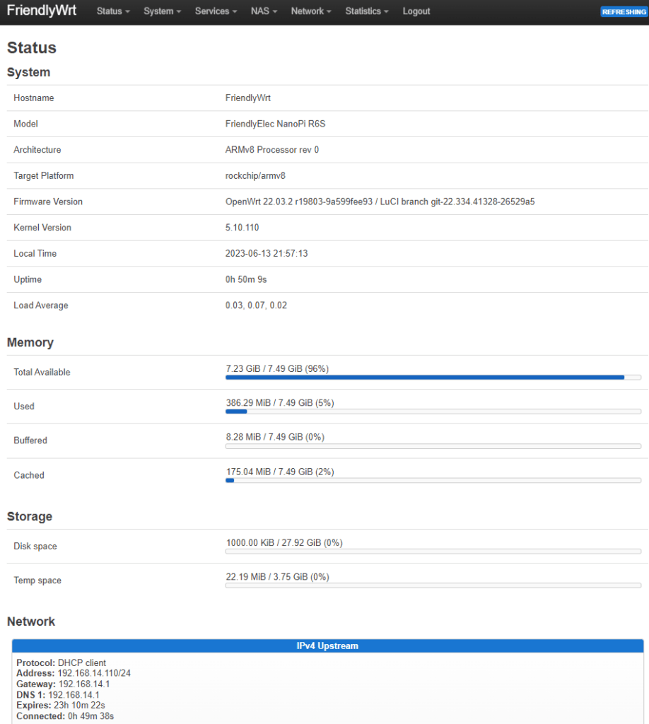 FriendlyWrt on FriendlyElec R6S SBC