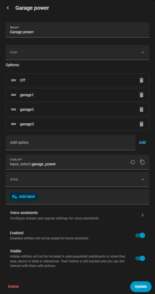 Garage sockets using Sonoff power controllers in Home Assistant - the helper
