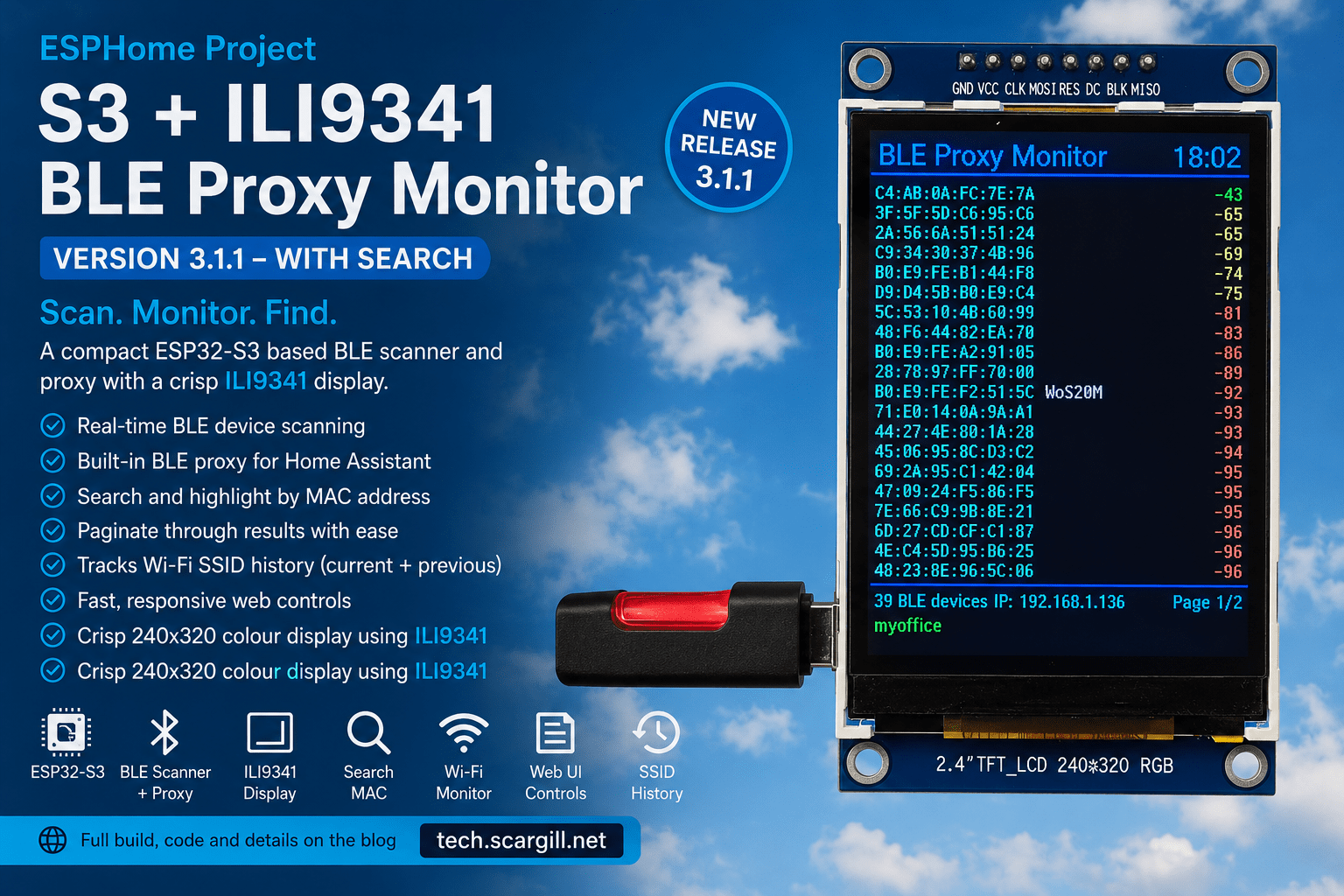 ILI9341-based BLE Proxy Monitor