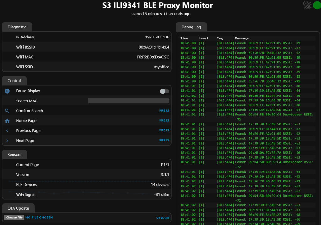 BLE ProxyMonitor WebUI - Peter Scargill - August 2026
