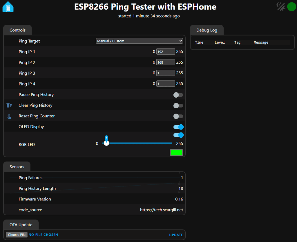 ESP8266 Ping Tester with ESPHome